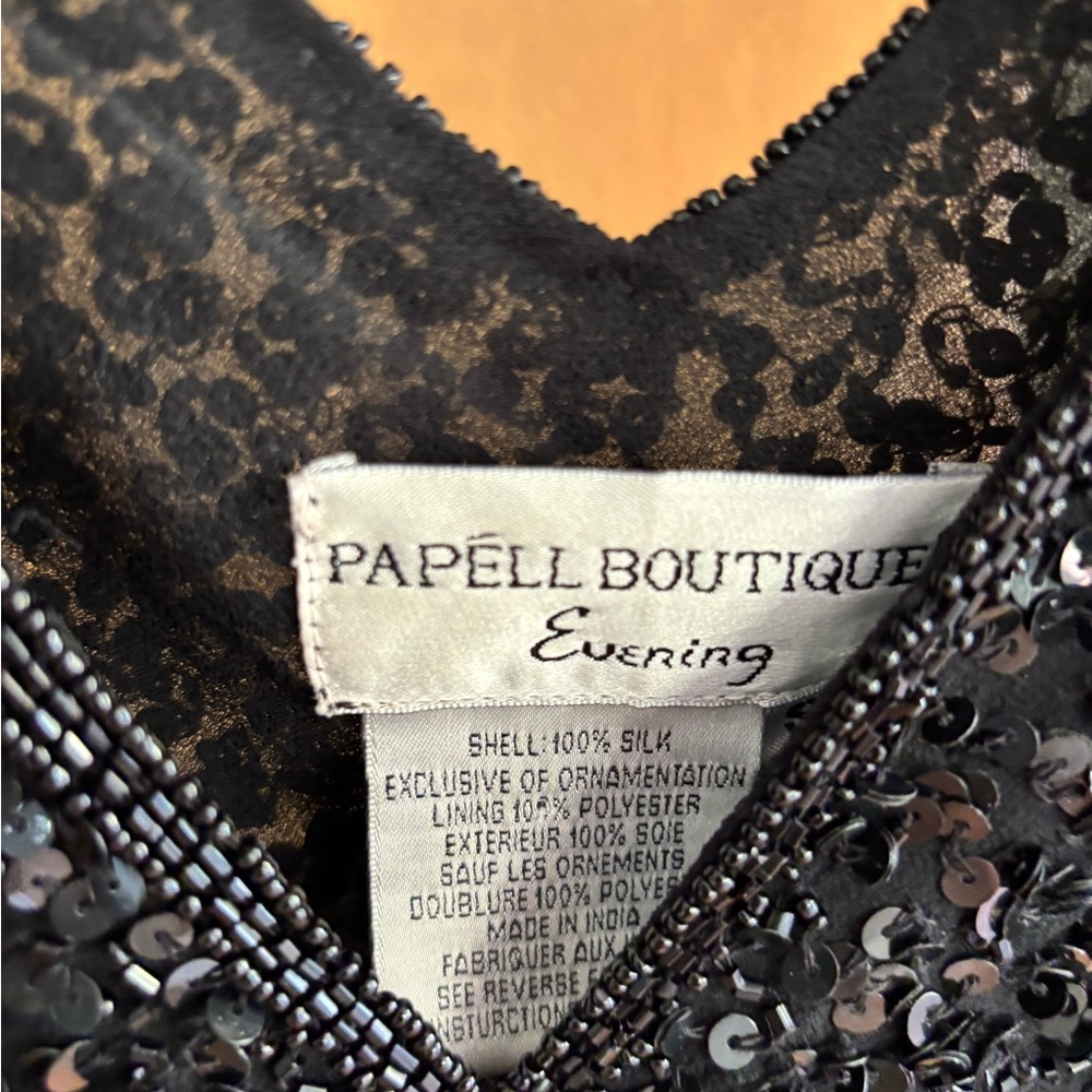 vintage black Sequin 100% silk Blouse size small: one of a kind - Picture 5 of 6